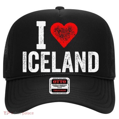 Funny Design Retro I Love Iceland With A Red Heart Hat