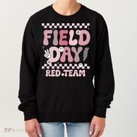Field Day Red Team Groovy Smile Face Checkered Students Women's Sweatshirt thumb 0