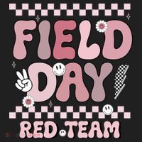 Field Day Red Team Groovy Smile Face Checkered Students Women's Sweatshirt thumb 2