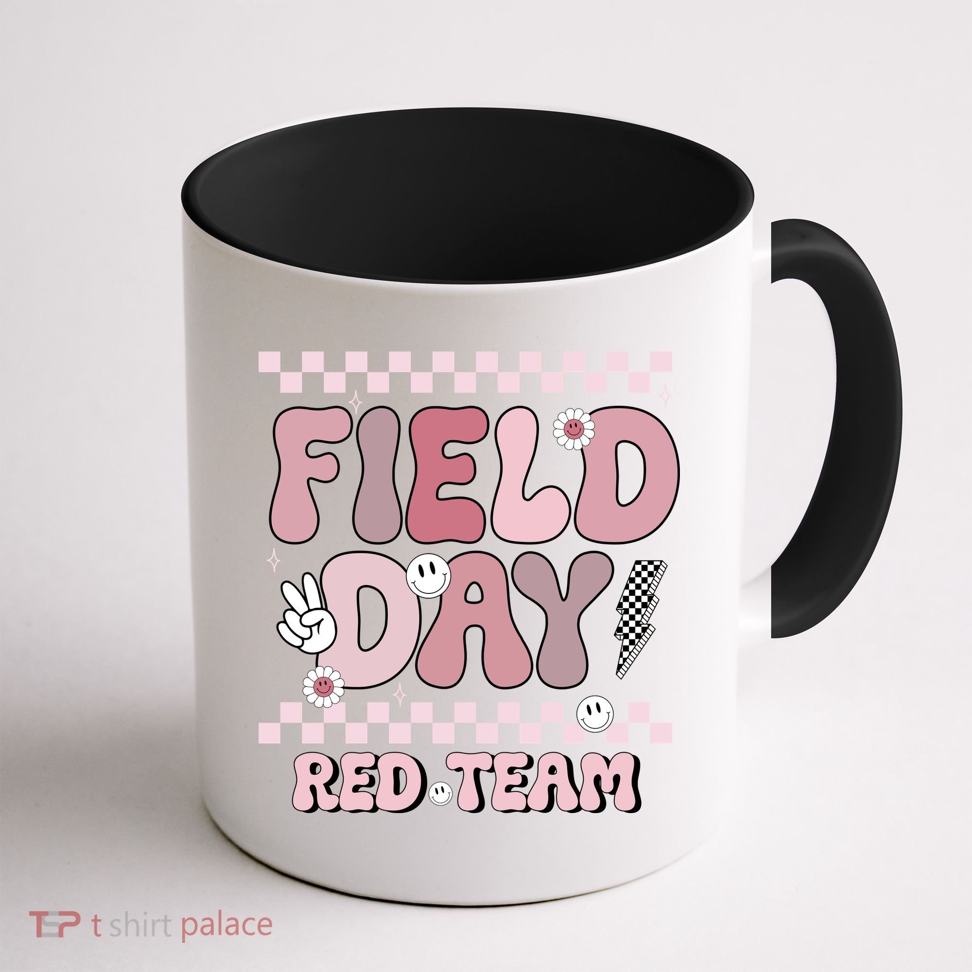 Field Day Red Team Groovy Smile Face Checkered Students Coffee Mug