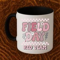 Field Day Red Team Groovy Smile Face Checkered Students Coffee Mug thumb 2