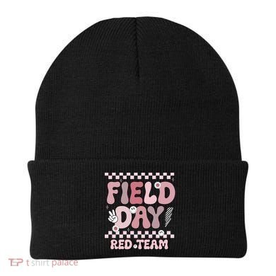 Field Day Red Team Groovy Smile Face Checkered Students Beanie