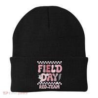 Field Day Red Team Groovy Smile Face Checkered Students Beanie thumb 0