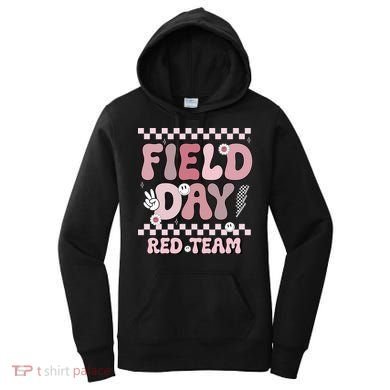 Field Day Red Team Groovy Smile Face Checkered Students Women's Hoodie