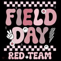 Field Day Red Team Groovy Smile Face Checkered Students Women's Hoodie thumb 2