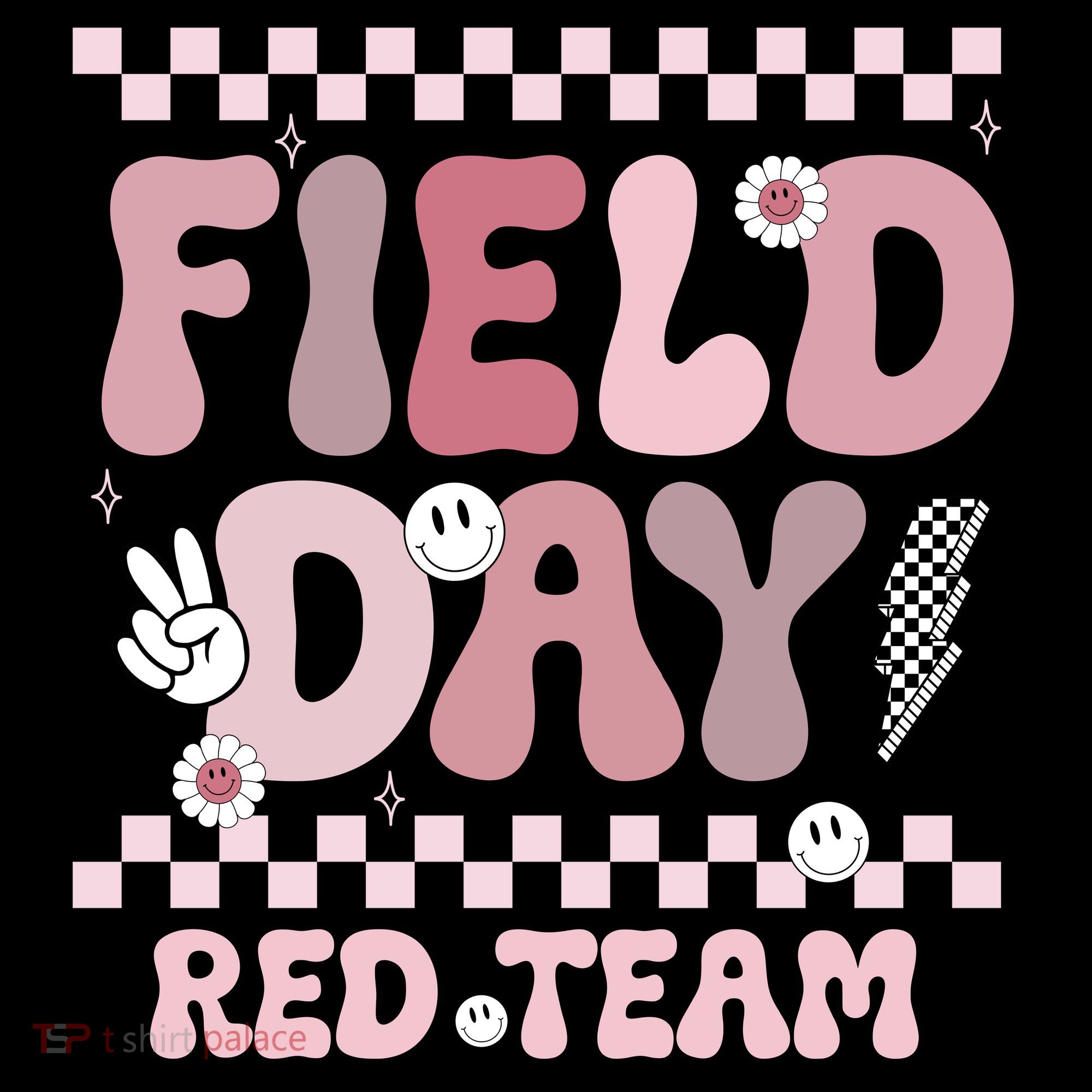Field Day Red Team Groovy Smile Face Checkered Students Women's Hoodie