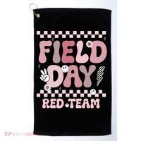 Field Day Red Team Groovy Smile Face Checkered Students Golf Towel thumb 0