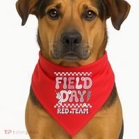 Field Day Red Team Groovy Smile Face Checkered Students USA-Made Doggie Bandana thumb 1