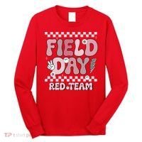 Field Day Red Team Groovy Smile Face Checkered Students Long Sleeve Shirt thumb 0