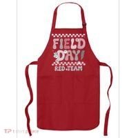 Field Day Red Team Groovy Smile Face Checkered Students Apron thumb 0