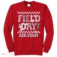 Field Day Red Team Groovy Smile Face Checkered Students Sweatshirt thumb 0