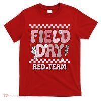 Field Day Red Team Groovy Smile Face Checkered Students T-Shirt thumb 0