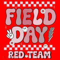 Field Day Red Team Groovy Smile Face Checkered Students Coaster thumb 2