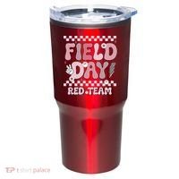 Field Day Red Team Groovy Smile Face Checkered Students Tumbler thumb 0
