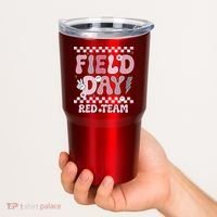 Field Day Red Team Groovy Smile Face Checkered Students Tumbler thumb 2
