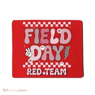 Field Day Red Team Groovy Smile Face Checkered Students Mousepad