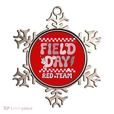 Field Day Red Team Groovy Smile Face Checkered Students Ornament