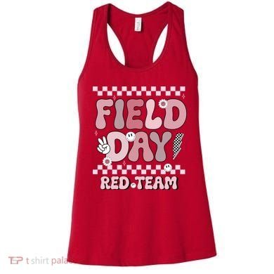 Field Day Red Team Groovy Smile Face Checkered Students Women's Tank Top