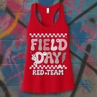 Field Day Red Team Groovy Smile Face Checkered Students Women's Tank Top thumb 3