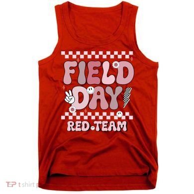 Field Day Red Team Groovy Smile Face Checkered Students Tank Top