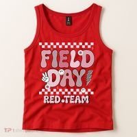 Field Day Red Team Groovy Smile Face Checkered Students Tank Top thumb 2