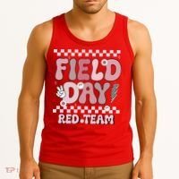 Field Day Red Team Groovy Smile Face Checkered Students Tank Top thumb 3