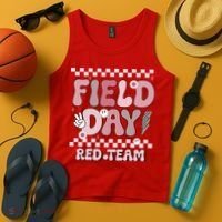 Field Day Red Team Groovy Smile Face Checkered Students Tank Top thumb 4
