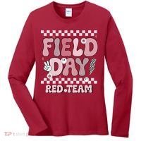 Field Day Red Team Groovy Smile Face Checkered Students Women's Long Sleeve Shirt thumb 0