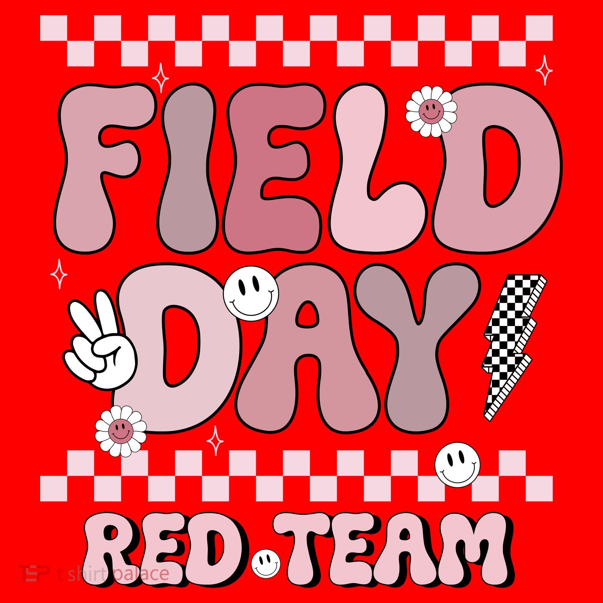 Field Day Red Team Groovy Smile Face Checkered Students Kids Sweatshirt