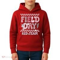 Field Day Red Team Groovy Smile Face Checkered Students Kids Hoodie thumb 4