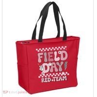 Field Day Red Team Groovy Smile Face Checkered Students Tote Bag thumb 2