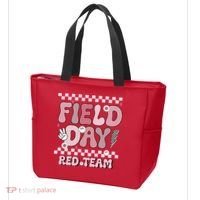 Field Day Red Team Groovy Smile Face Checkered Students Tote Bag thumb 3