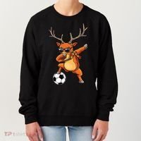 Funny Dabbing Reindeer Dab Christmas Soccer X Mas Funny Gift Women's Sweatshirt thumb 0