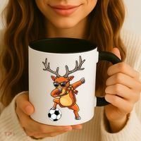 Funny Dabbing Reindeer Dab Christmas Soccer X Mas Funny Gift Coffee Mug thumb 3