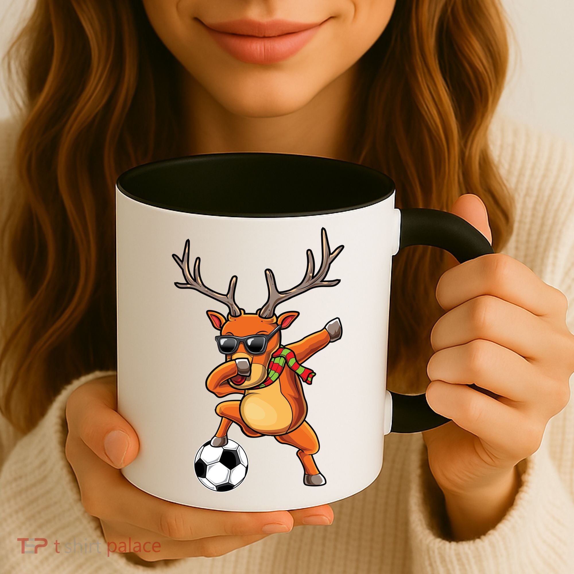 Funny Dabbing Reindeer Dab Christmas Soccer X Mas Funny Gift Coffee Mug