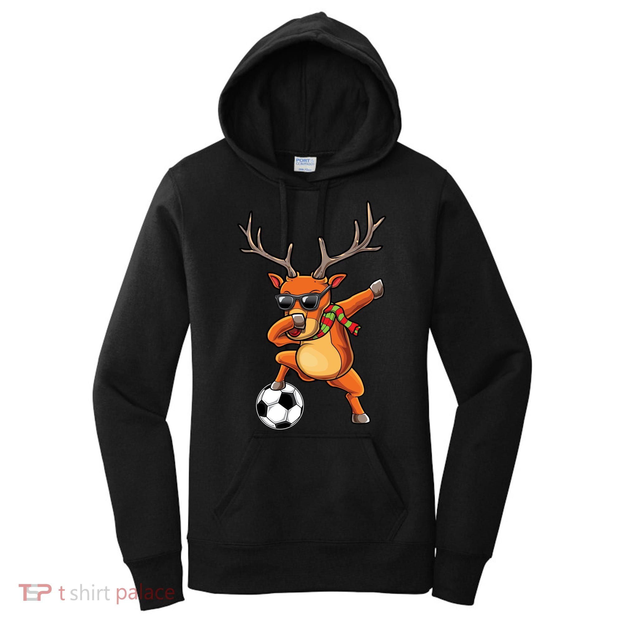 Funny Dabbing Reindeer Dab Christmas Soccer X Mas Funny Gift Women's Hoodie