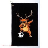 Funny Dabbing Reindeer Dab Christmas Soccer X Mas Funny Gift Golf Towel thumb 0