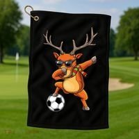 Funny Dabbing Reindeer Dab Christmas Soccer X Mas Funny Gift Golf Towel thumb 1