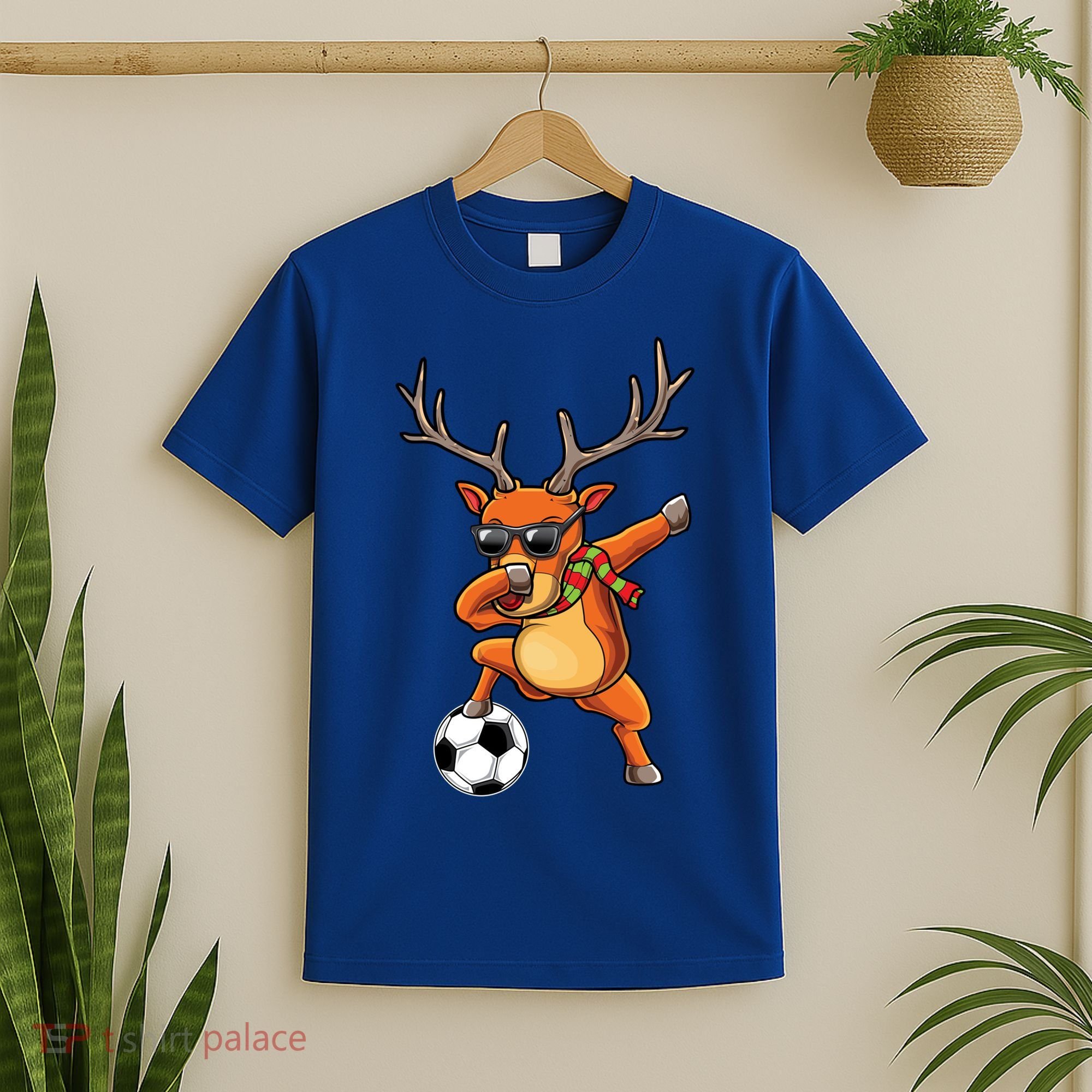 Funny Dabbing Reindeer Dab Christmas Soccer X Mas Funny Gift T-Shirt