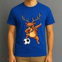 Funny Dabbing Reindeer Dab Christmas Soccer X Mas Funny Gift T-Shirt thumb 3
