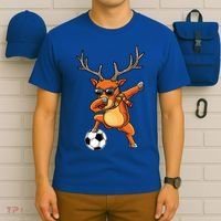 Funny Dabbing Reindeer Dab Christmas Soccer X Mas Funny Gift T-Shirt thumb 6