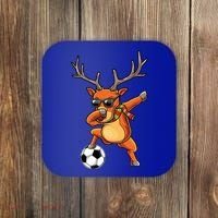 Funny Dabbing Reindeer Dab Christmas Soccer X Mas Funny Gift Coaster thumb 0