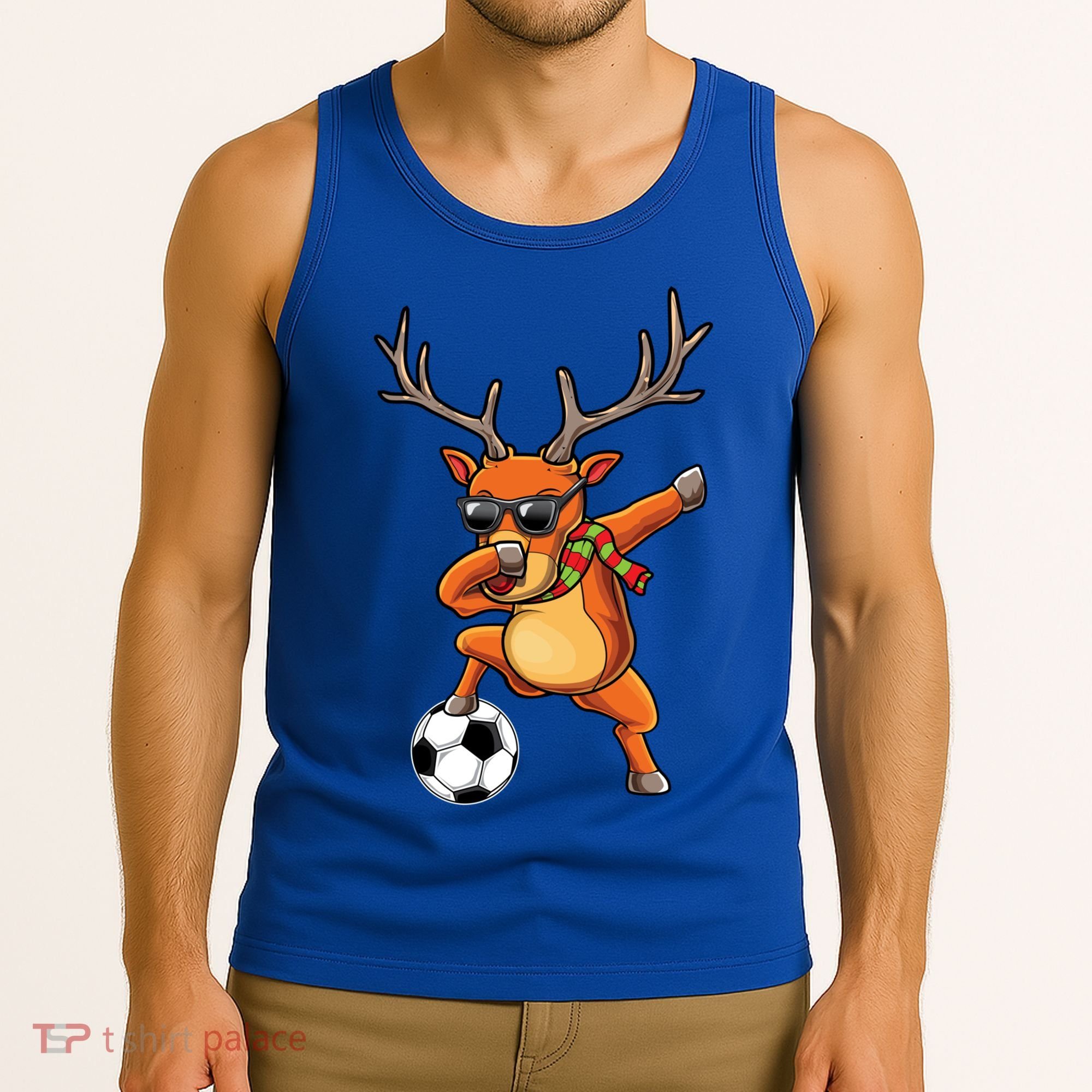 Funny Dabbing Reindeer Dab Christmas Soccer X Mas Funny Gift Tank Top