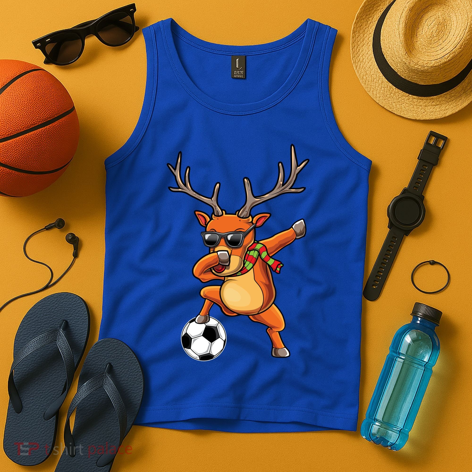 Funny Dabbing Reindeer Dab Christmas Soccer X Mas Funny Gift Tank Top