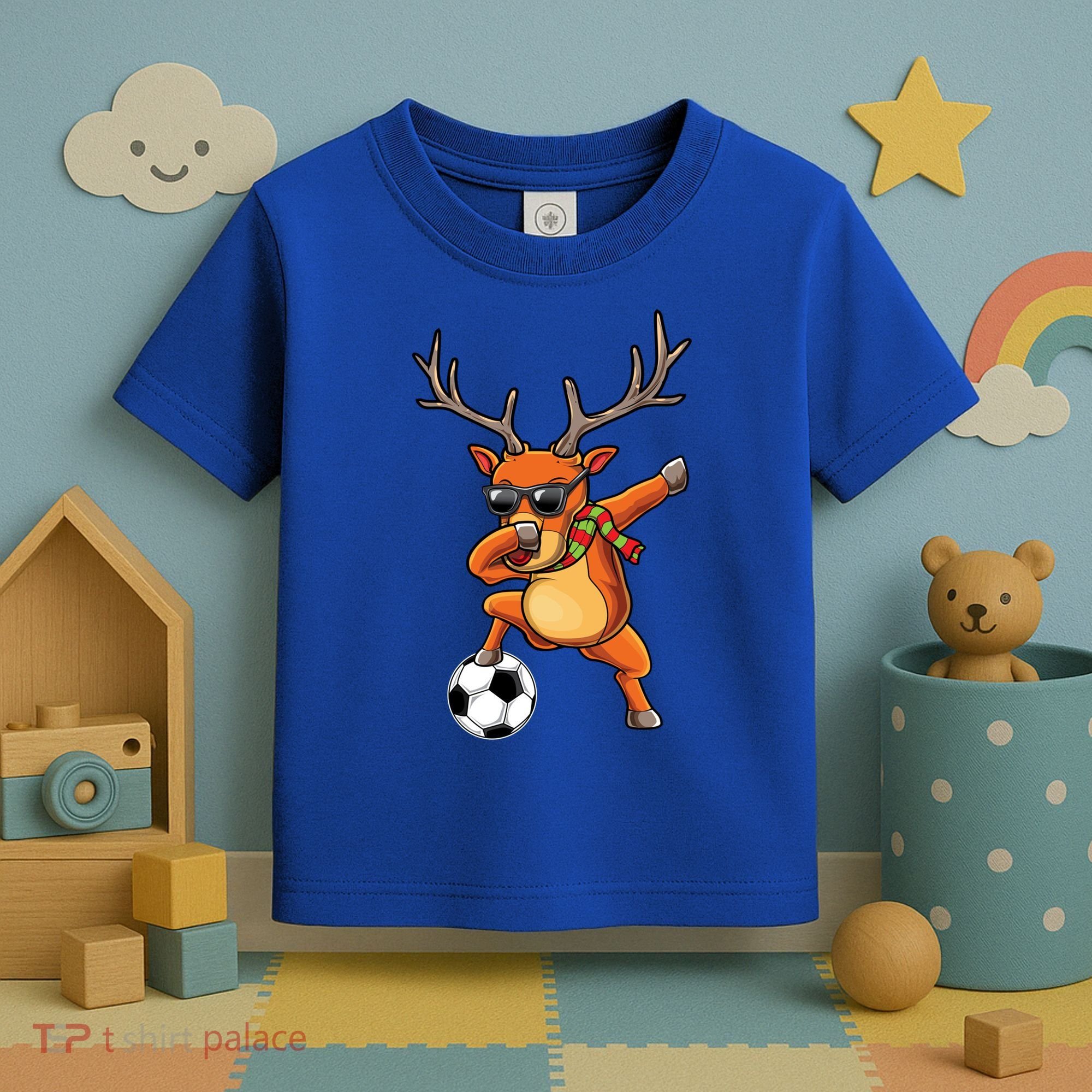 Funny Dabbing Reindeer Dab Christmas Soccer X Mas Funny Gift Toddler T-Shirt