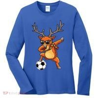 Funny Dabbing Reindeer Dab Christmas Soccer X Mas Funny Gift Women's Long Sleeve Shirt thumb 0