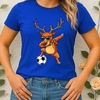 Funny Dabbing Reindeer Dab Christmas Soccer X Mas Funny Gift Women's T-Shirt thumb 2