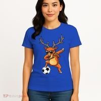 Funny Dabbing Reindeer Dab Christmas Soccer X Mas Funny Gift Women's T-Shirt thumb 4