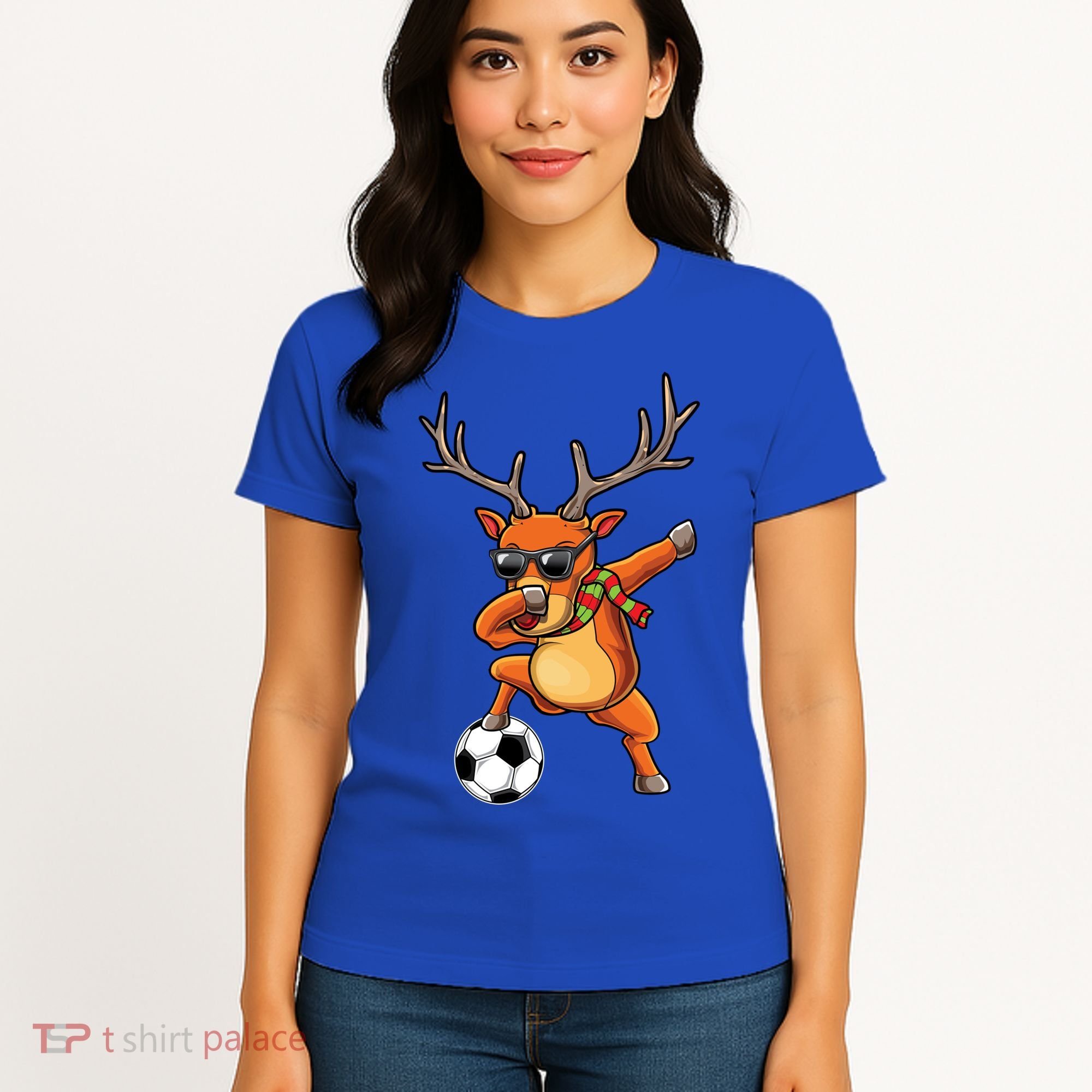 Funny Dabbing Reindeer Dab Christmas Soccer X Mas Funny Gift Women's T-Shirt