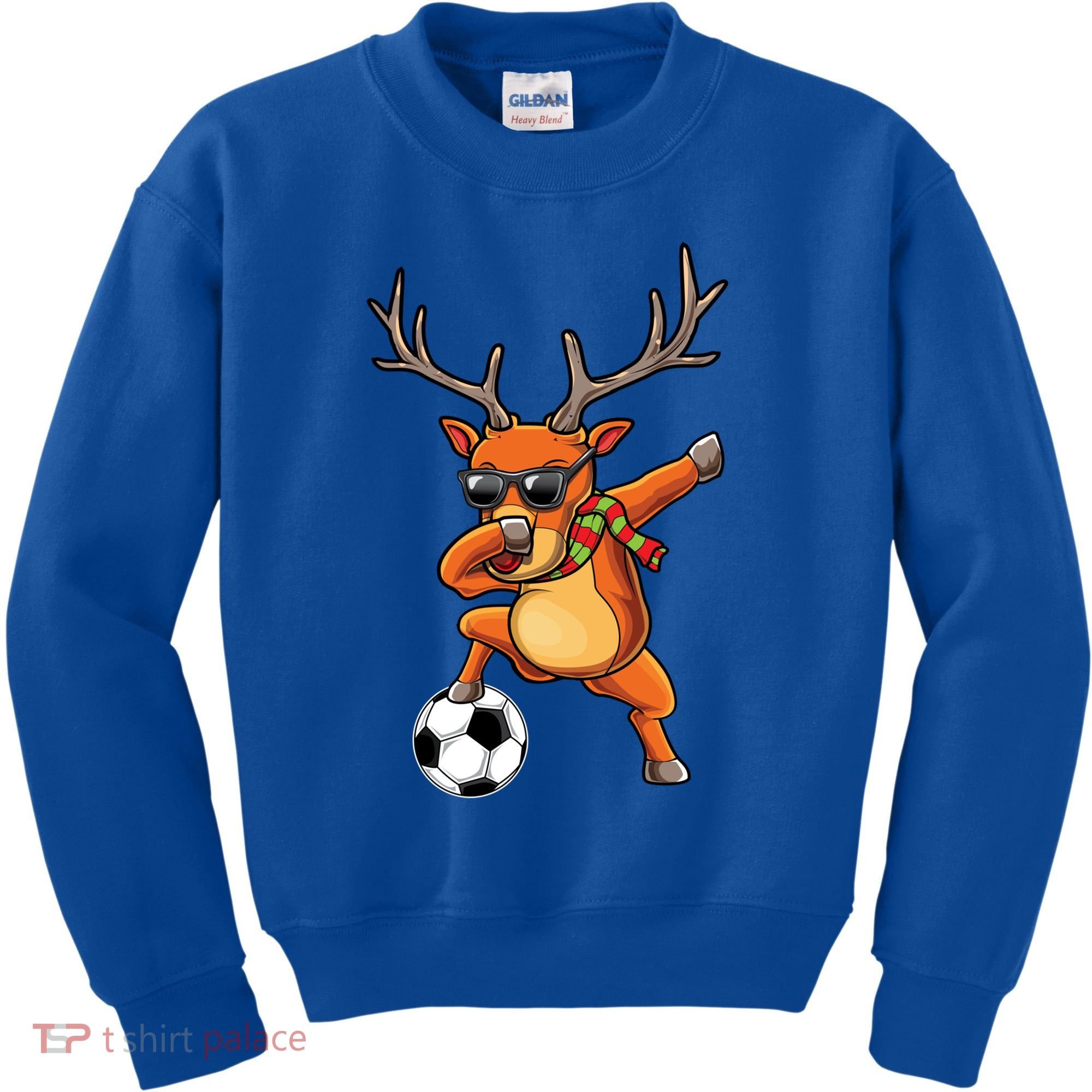 Funny Dabbing Reindeer Dab Christmas Soccer X Mas Funny Gift Kids Sweatshirt